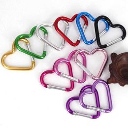 5 PCSCarabiners 10Pcs Aluminum Alloy Carabiner Heart-shaped Hanging Buckles Shaped Outdoor Color Safe Heart Buckle Small Heart Type Carabiner P230420