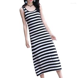 Casual Dresses Women Black Long Maxi Dress Summer Autumn Beach Party Office Sleeveless O Neck Sundress Female Clothing