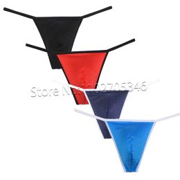 Sexy String Men Wide Pouch Stretchy Spandex G-string Tangas Hombre Shiny T-back Jockstraps Posing Underwear