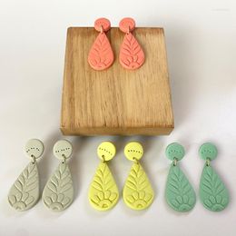 Dangle Earrings Fashion Polymer Clay Women Multicolor Emboss Textured Geometric Drop Statement Jewelry For Holiday Gift Party