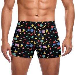 Men's Swimwear Retro 80S Design Aesthetic Swimming Trunks Art Geometric Shapes Pool Custom Swim Shorts Quick Dry Push Up Men Swimsuit