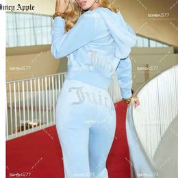 fashion Juicy Apple Women's Tracksuits Veet 2023 Sewing Suits Outfit Two Piece Jogging Set Velour Sweatshirt Met Hoodie Pants Suit Womens esss