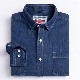 Men's Dress Shirts 2023 Denim Long-Sleeve Double Or Single Pocket Design Shirt Classic Cotton Fashion EmbroiderComfortable Clothes