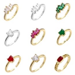 Wedding Rings Colorful Rainestone Ring Plating Gold Simple Ruby Women Fashion Party Jewelry Accessories Engagement GiftWedding