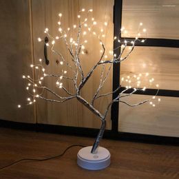 Luci notturne 108 LED Strip Tree Lamp Filo di rame Luce USB Batteria Doppio uso Decorazione domestica