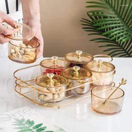 Plates Fruit Plate Dim Grid With 2/3/4/6 Round Sum Glass Luxury 2023 Transparent Dried Light Snack Lid
