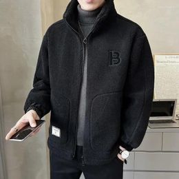 Men's Jackets Winter Coat For Men Korean Fashion Solid Color Loose Warm Streetwear-style Man Luxury Jacket Fleeced Clothing