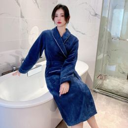 Polyester brocade Bebe velvet lapel long sleeve women's nightgown Comfortable warm bathrobe Home wear women's long pajamas