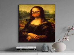 Funny Mask Mona Lisa Oil Painting on The Wall Reproductions Canvas Posters and Prints Wall Art Picture for Living Room Decor4056248