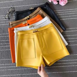 Womens Shorts Factory Arrival Real Sheepskin Leather Shorts Women Casual Genuine Leather Shorts Versatile 230420