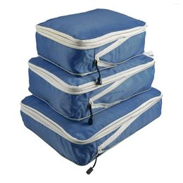 Storage Bags 3pcs/set Portable With Compression Large Capacity Wear Resistant Packing Cube Nylon Travel 2 Way Zipper For Suitcase Waterproof