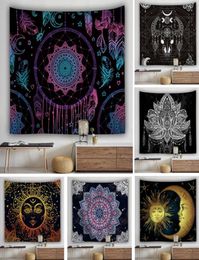 Mandala Tapestry White Black Sun And Moon Wall Hanging Tapestries Beach Towel Yoga Mat Home Decor Blanket5027966