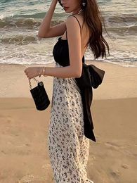 Casual Dresses Summer Long Dress Women Bohemia Floral Sexy Backless Strapless Female Beach Sundress Vacation Clothes