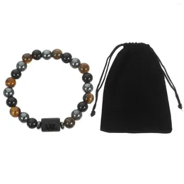 Charm Bracelets Wrist Bracelet Beads Unisex Jewelry Beaded Men Stone Women Velvet Bag
