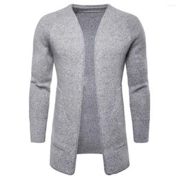 Men's Sweaters YM013 European And American Men Cardian Sweater Without Buckle Medium Long Cloak Autumn Jacket Clothing