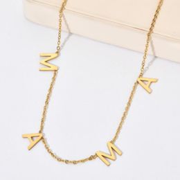 Chains Mother's Christmas Gift Letter MAMA Necklace Allergy Free 14K Gold Plated Stainless Steel Non-fading Jewelry For Women