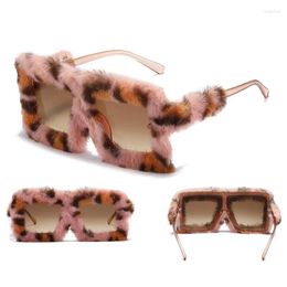 Sunglasses Wholesale Fashion Handmade Winter Oversized Big Frame HD PC Lens Shades Cute Soft Fur Velvet Sun Glasses For Girls L