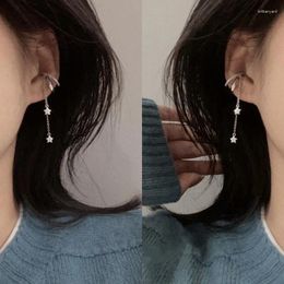 Backs Earrings 1 Pcs Tassel Long Chain Ear Cuff Star Clip Earring For Women Girls Trendy Party Punk Jewellery E1019