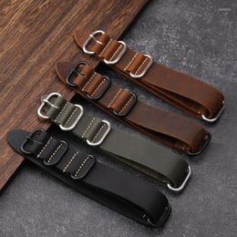 Watch Bands Top Layer Cowhide Retro Handmade Crazy Horse Leather High Quality Band 18mm 20mm 22mm 24mm 26mm Black Brown Green Strap