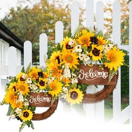 Decorative Flowers Legs Small Large Light Up Wreath Sunflower Decoration Sun Flower Wood Sign Pendant Bee Gate Hanging