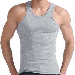 Summer Men Clothing Tank Tops Black White Grey Singlets Sleeveless Fitness Men Vest Bodybuilding Vest Summer Male Tops
