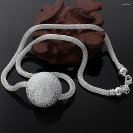 Chains 925 Silver 18-Inch Ladies Necklace Large Maracas Mesh Glamorous Fashion Jewelry Party Gift