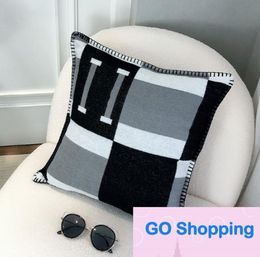 Classic Letter Wool Pillow Case Knitted Cashmere Pillows Bed Nap Sofa Car Waist Back Cushion Bedding Supplies without inner