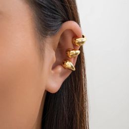 Backs Earrings IngeSight.Z 1pcs Punk Smooth Metal Small Comma Ear Clip For Women Vintage Gold Color C-shape Party Gift