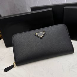 Women Credit Card Holder Coin Purse Black Designer Wallet on Long Small Wallets Genuine Leather with Zipper Fashion Bags Ladies Casual Bag