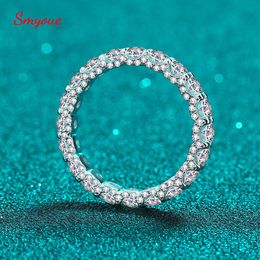 Solitaire Ring Smyoue 2.1CT White Gold Plated Rings for Women 100% 925 Sterling Silver Full Enternity Diamond Band Wedding Ring GRA 230419