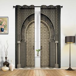 Curtain Moroccan Medieval Vintage Door Curtains For Bedroom Living Room Drapes Kitchen Children's Window Modern Home Decor