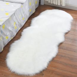 Carpet Irregular Long Soft White Faux Sheepskin Fur Area Rugs Kids Livingroom Bedroom Floor Mat Shaggy Silky Plush Carpet Faux Fur Rug 231120