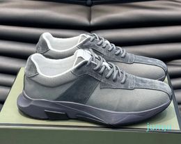 Famous Design Jagga Men Sneakers Shoes Green Grey Calfskin Leather Trainers Technical Rubber