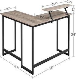 LShaped Computer Desk Industrial Workstation for Home Office Study Writing and Gaming Greige8206485