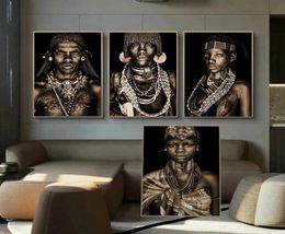Modern African Tribal Black People Art Posters and Prints Woman Canvas Paintings Wall Art Pictures for Living Room Home Decor Cuad9952003