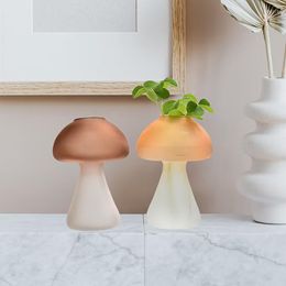 Vases Mini Mushroom Glass Creative Hydroponic Terrarium Transparent Vase Tabletop Decoration Nordic Hydroponics