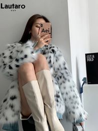 Women's Fur Faux Lautaro Autumn Winter Luxury Colourful Warm Thick Soft Hairy Coat Women Long Sleeve Loose Stylish Fluffy Jacket 2023 231120