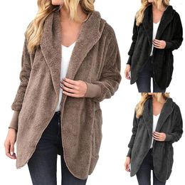 Women's Jackets Fleece Jacket Hooded Warm Teddy Coat With Zipper Women Casual Winter Soft Sweaters