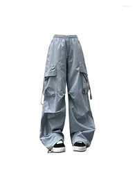 Women's Pants Light Blue Cargo Y2k Retro 90s Fashion Streetwear Baggy High Waist Trousers Harajuku Hip Hop Wide Leg 2023