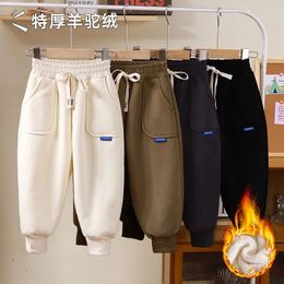 Trousers Kids Paded Pants Boys Girl Autumn Winter Plus Velvet Thick Warm Trousers Corduroy Outer Wear Sport Casual Pants Children Clothes 231120