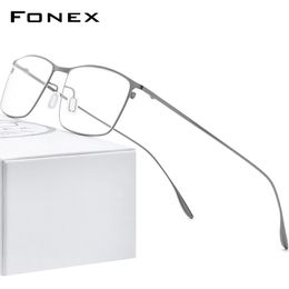 Sunglasses Frames FONEX Alloy Glasses Frame Men Square Myopia Prescription Eyeglasses Frames Full Optical Korean Eyewear 8105 230419