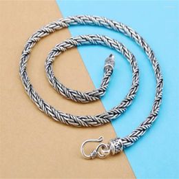 Chains S925 Sterling Silver Handmade Woven Dragon Chain Necklace With Retro Ethnic Style And Trend Men's Jewelry Wholesale
