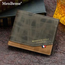 Money Clips New Bronzed Printed Hinge Men's Wallet Short Frosted Multi Slot Large Cacity Money Clip Card Package Coin Purse Card PackL231120