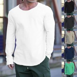 Men's T Shirts Fashion Spring And Summer Casual Long Sleeved V Neck Solid Color Shirt Top Mens Large