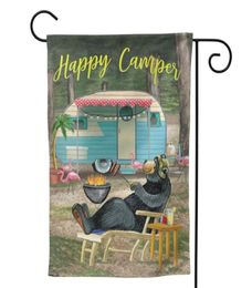 Happy Camper Bear Garden Flag Outdoors 125quot x 18quot Small Holiday Yard Flags Double Sided Design for All Seasons and Ho1858506