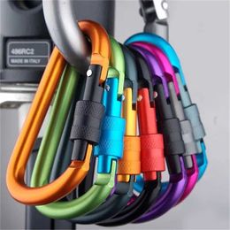 5 PCSCarabiners Type D Carabiner With Lock Outdoor Climbing Camping Bold Aluminum Alloy Locking Clasp Keychain Multi Survival Gear Travel P230420