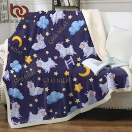 Blankets BeddingOutlet Sheep Sherpa Throw Blanket Cute Animal Bedspread Cartoon Plush Sofa Purple Thin Quilt Moon Star Home Decor