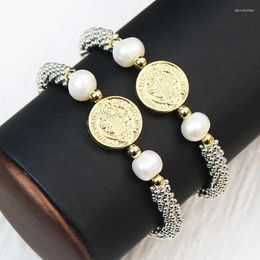 Link Bracelets 5 Pcs Religion Medal Charms Loose Spacers Flat Flower Beads Strand Juses Virgin Mary Jewellery Bacelet Gift 40337