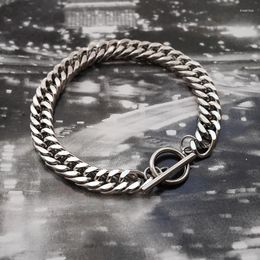 Link Bracelets Trend OT Buckle Stainless Steel Bracelet For Men Women Curb Chain Punk Hip-Hop Bangle Couple Jewellery Gifts Accessories
