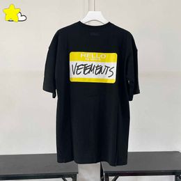 Mens T-Shirts Yellow Label Hello My Name Is Vetements T Shirt Men Women Oversized High Quality Bla White VTM Tee Top Inside Tags
